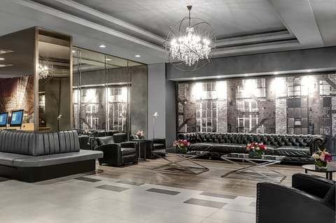 Sink into leather sofas for a cozy evening wind-down.