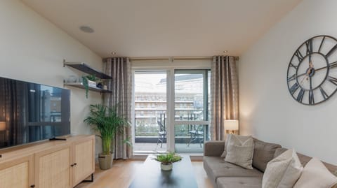 The living room furnishings are modern & stylish