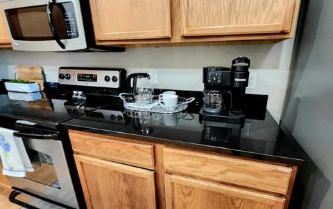 coffee maker & tea kettle.