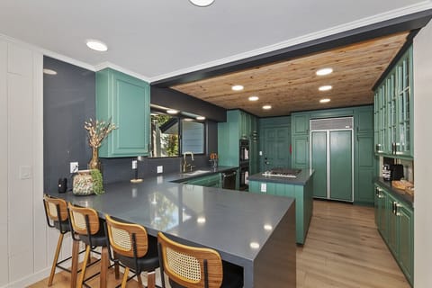 Stunning kitchen, stone waterfall counters