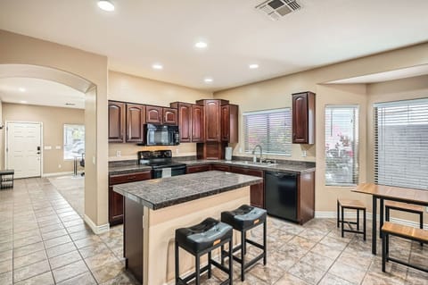 The fully stocked kitchen includes all the cooking essentials you'll need for your stay.