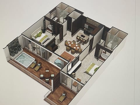 Floor Plan (2nd bedroom can be 1 King or 2 Doubles)
