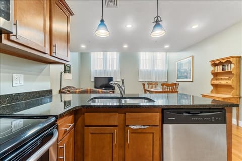 Kitchen with stainless steel appliances