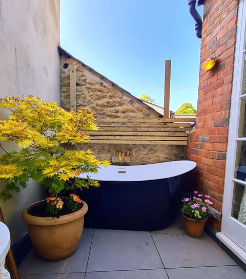 Bath with bubbles outside master bedroom.