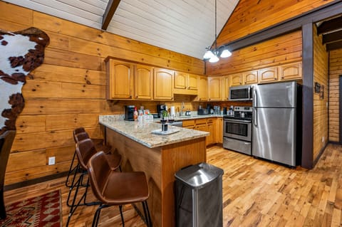 An open kitchen lets you be part of the conversation while preparing your meal.