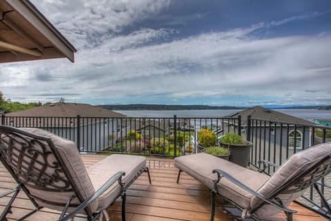 Deck lounge chairs & view.