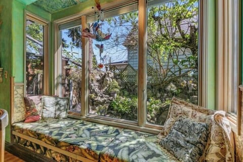 Bench seat in dining area.