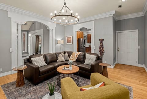 Take a moment to relax and unwind in the inviting comfort of our downstairs living room