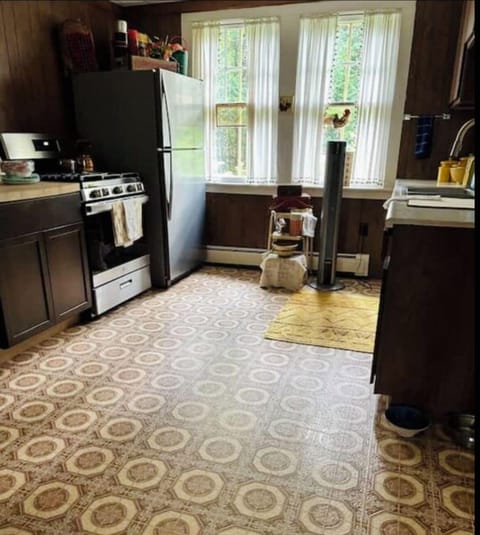 Vintage kitchen with new appliances.