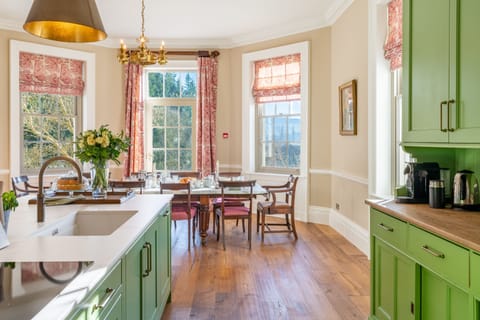 Natural light fills the kitchen