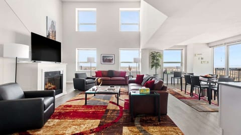 Two story great room with gas fireplace