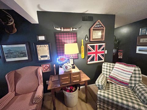 The Hangout has a cozy living area, perfect for watching movies and relaxing!