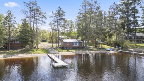 View of Cottage Shared Beach Two Docks Boat Lunch