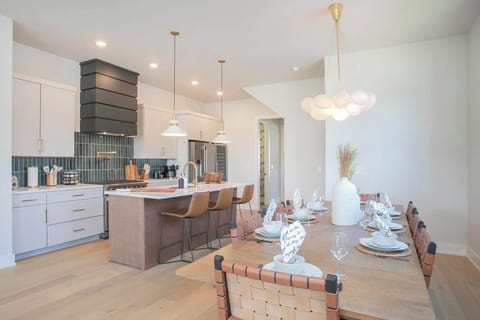 Dining table with seating for 8 and additional counter seating