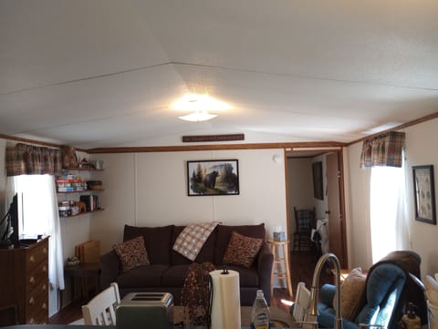 View of living room from kitchen.