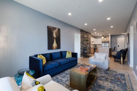 A stylish open-concept living area perfect for group stays.