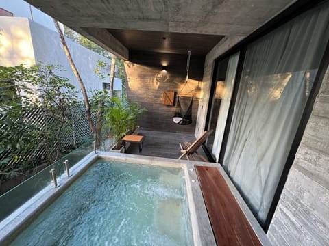 enjoy your morning coffee on balcony with  private plunge pool