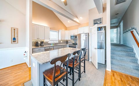 Kitchen island which can seat three

