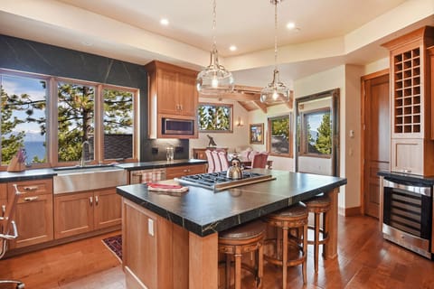 Full kitchen with toaster oven, drip coffee pot, espresso machine, slow cooker and more