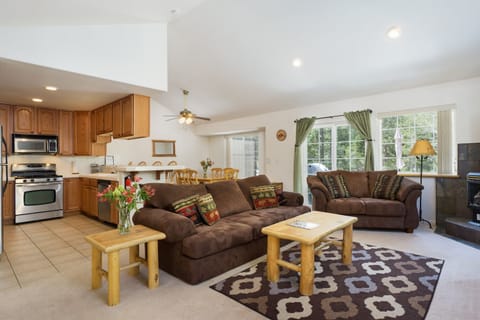 Living room w/ TV & fireplace