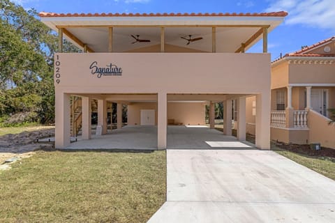 The front side of the beautiful 3 BR, 2 BA Tarpon on stilts. 