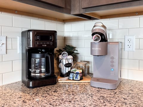 Coffee bar area to make your coffee in two different ways