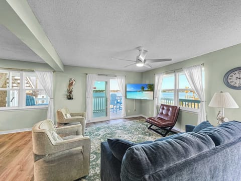 Curl up in the serene living room & stream your favorites on the smart TV