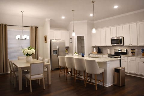 Island seating ideal for coffee or quick bites