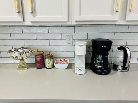 Fully stocked coffee and tea station
