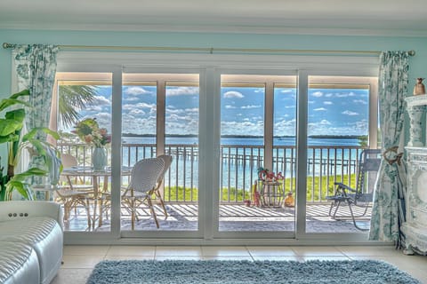 Watch the dolphins and manatees and all the birds from the preserve.