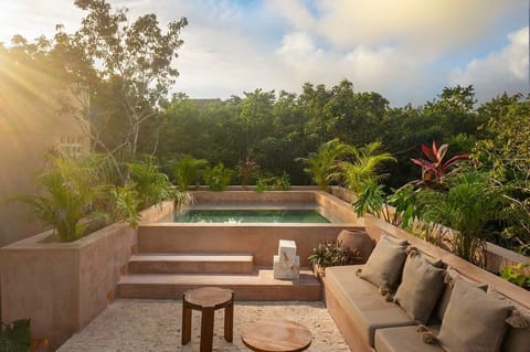 Fantastic rooftop with a plunge pool, outdoor living area, and unique views