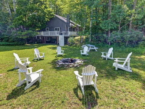 11 chairs down by the fire pit