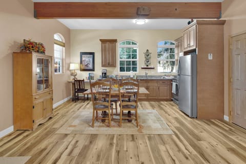 An overview of the kitchen and dining area. (1)