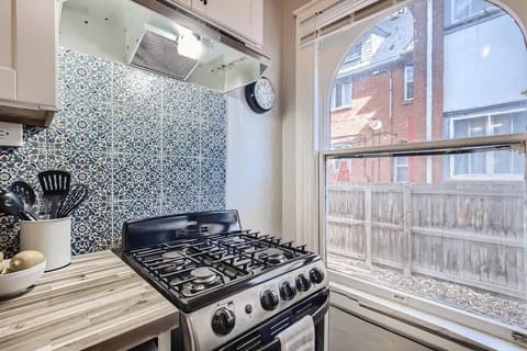 The kitchen is compact yet very functional