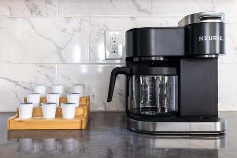 Start your day right with a fresh brew from our Keurig coffee maker. We've got you covered with a variety of K-Cup pods to choose from! Bring your own grounds if you prefer.