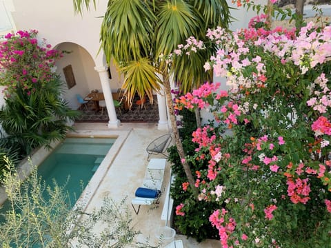 View  of the pool area from one of the many terraces