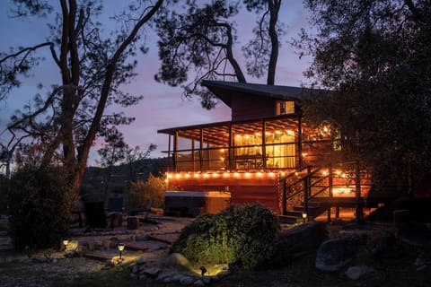 Welcome to Black Bear Riviera! Midcentury creekside cabin with hot tub and views