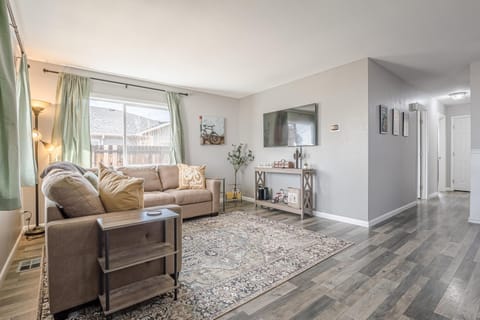 Modern design meets cozy charm in this stylish living area.