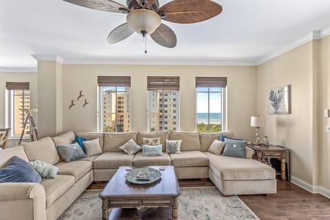 Spacious and cozy living room area.