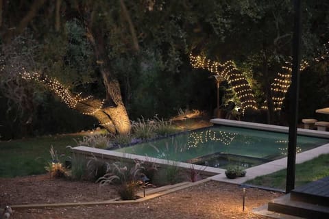 Pool | Heated Pool & String Lights at Night