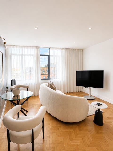 A beautifully designed and comfortable living area featuring a plush sofa, Netflix, Sky Sports, and Sky Movies — offering fantastic entertainment and the perfect space to relax, unwind, and enjoy your favourite shows, films, and live sport.