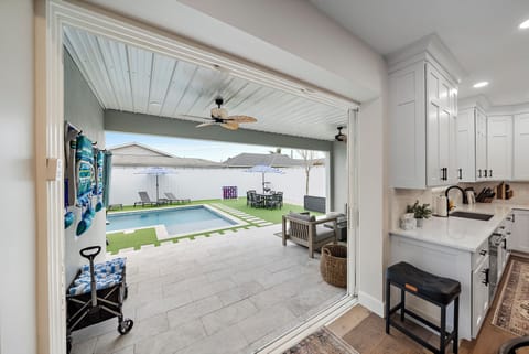 This outdoor deck with incredible seating just might be the best spot for your morning cup of coffee.