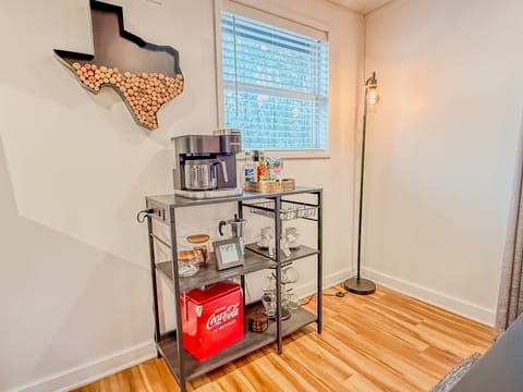 Coffee Bar - 12 cup and Kcup Coffee Maker | Ground Coffee, a few Kcups, Teabags, Syrup, Powdered Creamer, and Sweeteners Provided