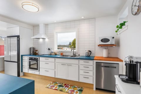 Brand new appliances in our mid century kitchen.