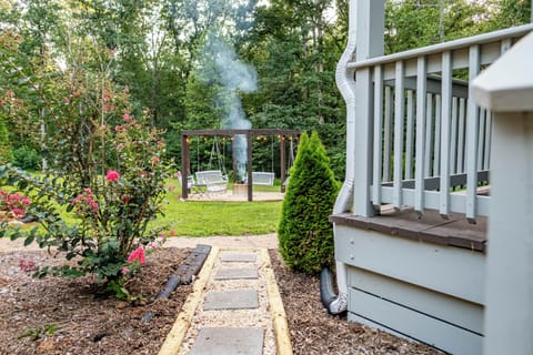 View to back yard firepit: firewood not included