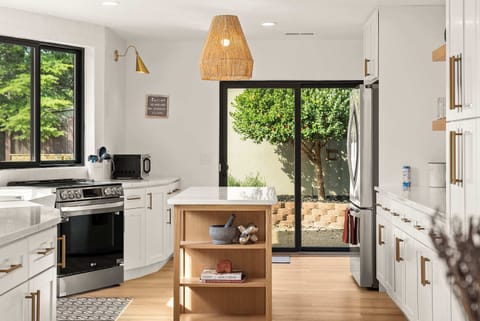 Earthy and elegant touches in the newly-renovated kitchen.
