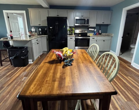 Lower-level fully equipped kitchen.