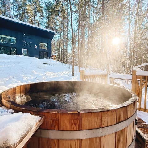 Winter hot tub