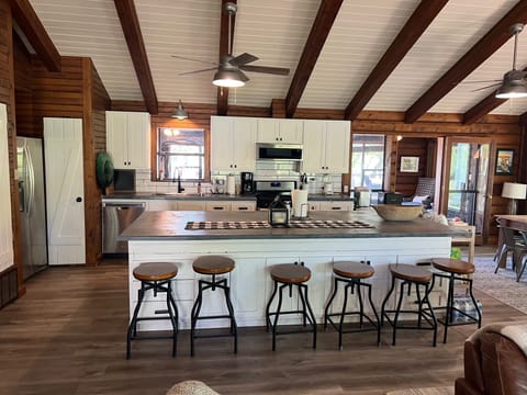 Kitchen with large bar