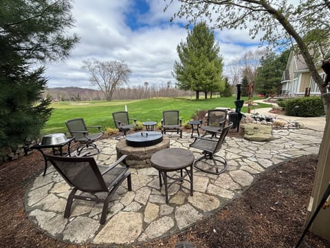 Outdoor firepit over looking golf course
